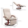 135 degrees Manual Reclining Swivel Chair, with Footrest - Beige
