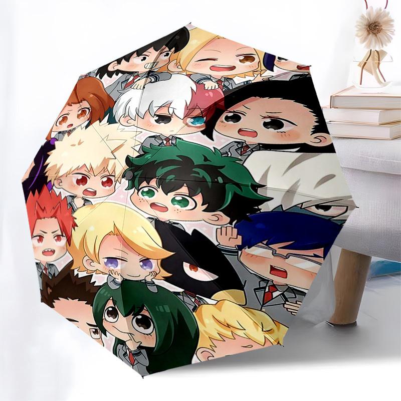 1pc Chibi Anime Characters Automatic Opening Umbrella, Portable Tri-Fold Design with 8-Bone Iron Frame, Outdoor, Perfect Gift for Fans, Travelers, Eve