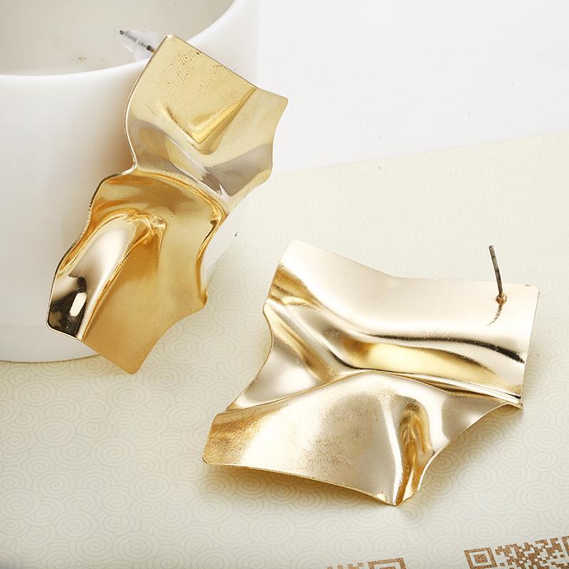 Vintage Golden Square Statement Earrings For Women Fashion Zircon 2025 Party European Ear Dangle Irregular Geometry Accessories