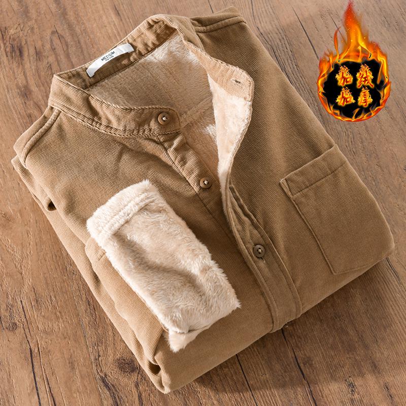 

Мужская зимняя вельветовая куртка-рубашка с длинным рукавом на бархатной подкладке 9433 3XL хаки