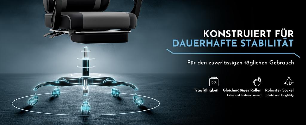 Gaming Chair PC Office with Lumbar Support, adjustable headrest and armrests, ergonomic desk with footrest, 90 degrees-145 degrees angle adjustable