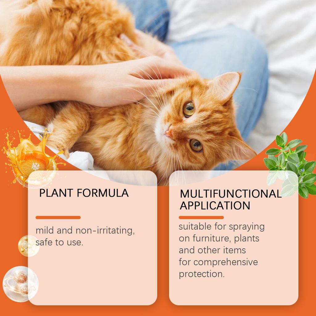 Spray Anti-arañazos para Gatos 100ml Fragancia a Naranja Protectores de Sofás y Cortinas Zona Restringida Detiene Arañazos de Gatos y Perros Ayuda de Entrenamiento para Mascotas