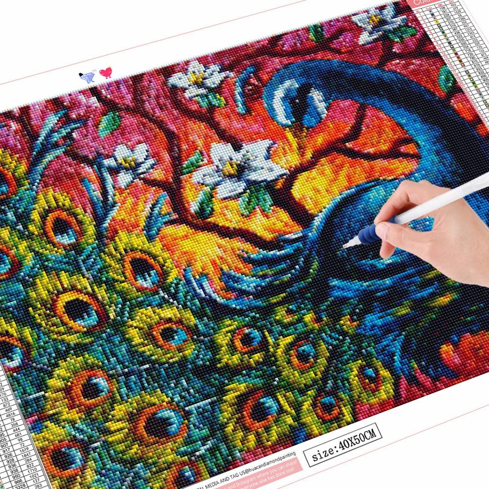 5D DIY Diamond Embroidery Peacock Picture Of Rhinestone Diamond Painting Animal Diamond Mosaic Craft Kit Home Decoration
