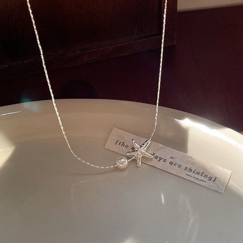 Imple Tarfih Pearl Necklace Female Niche Unique Deign Ene Collarbone Cha Temperament Veratile Exquiite Tar Acceorie