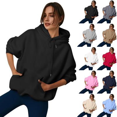Kadın Moda Fermuarlı Kapüşonlu Uzun Kollu Kapüşonlu Kazak Sweatshirt Cepli Rahat Düz Renk Üstler