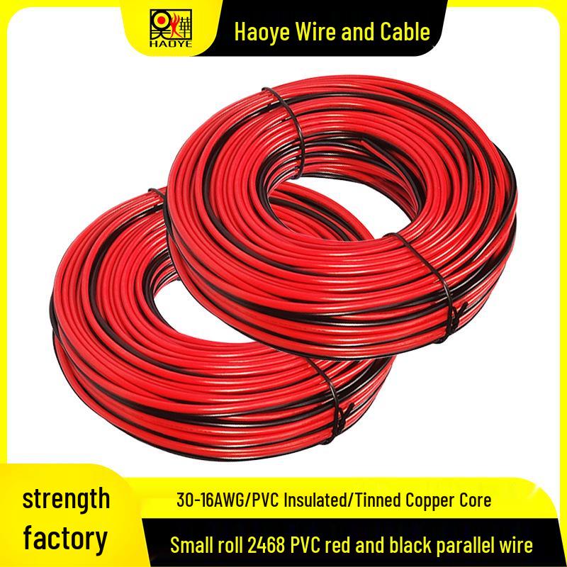 Tin-Plated Copper PVC Stranded Wire 2468, Red & Black, 30-16AWG for LEDs and Electronics