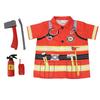 [monoii] Pretend Play Firefighter Cosplay Costume for Kids, Halloween Costume, Small