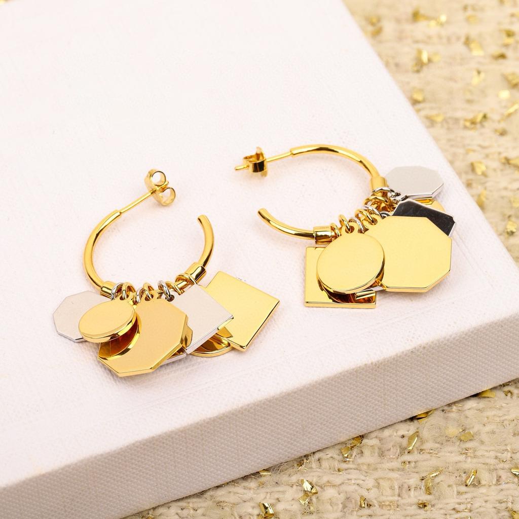 Lates Hot Brand Vintage Earrings for Women Luxury Jewelry Fashion Geometry Gold Sliver Designer Eardrop Lady Party Stud Earrings