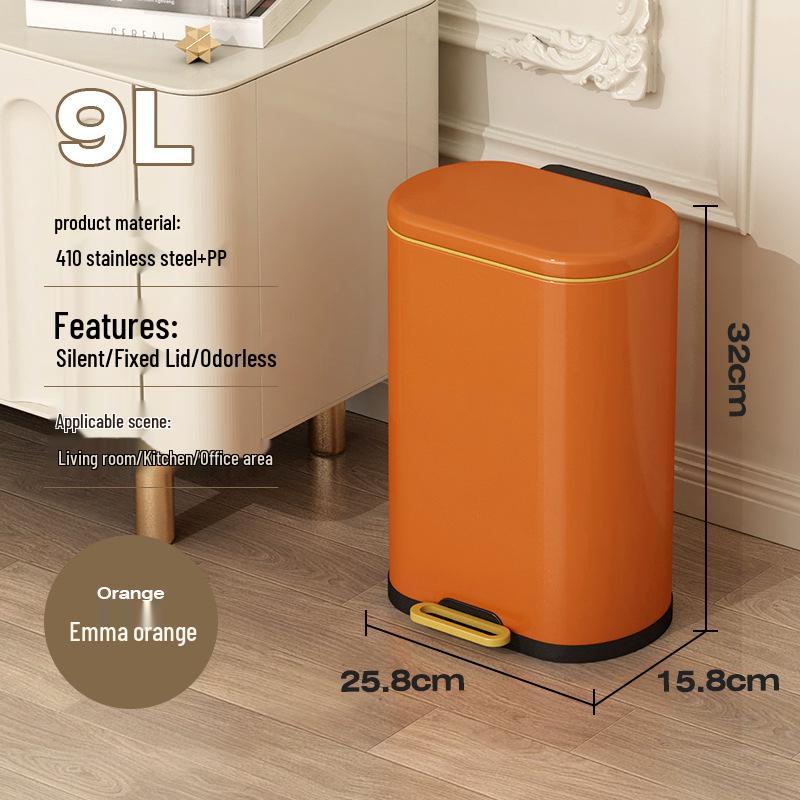 Stainless Steel Soft-Close Foot-Operated Trash Can for Kitchen, Living Room, and Bathroom