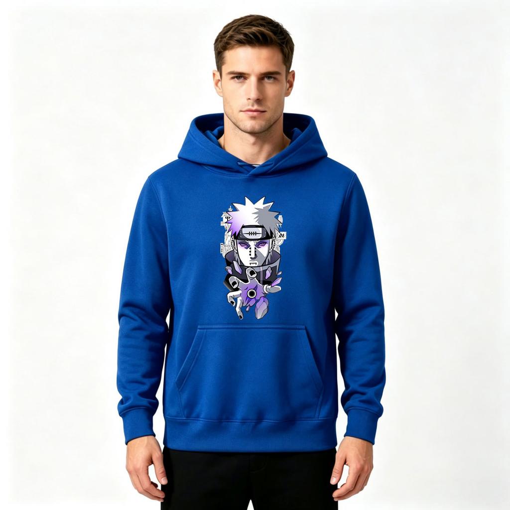 Men's Anime Pain Printed Pullover Hoodie Casual Long Sleeve Comfortable Streetwear Tops for Adults
