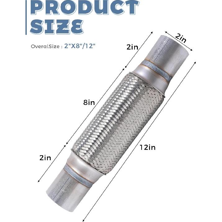 Flex Pipe,Heavy Duty Exhaust Flex Pipe,Car Accessories Stainless Steel Flexible Exhaust Pipes,Universal Muffler Tube Automotive Replacement,Suitable