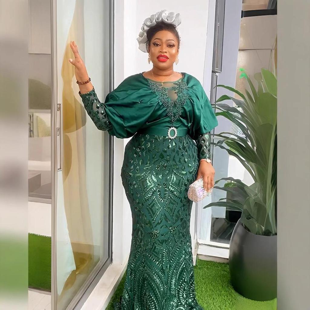 Elegant Plus Size Sequin Party Evening Dress for Women