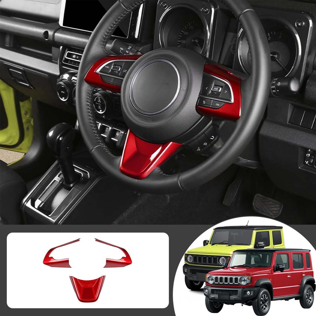 Kylorune Custom Steering Panel Garnish for Jimny and Jimny (Red) Jimny, Nomad, Sierra, JB64/JB74W/JC74