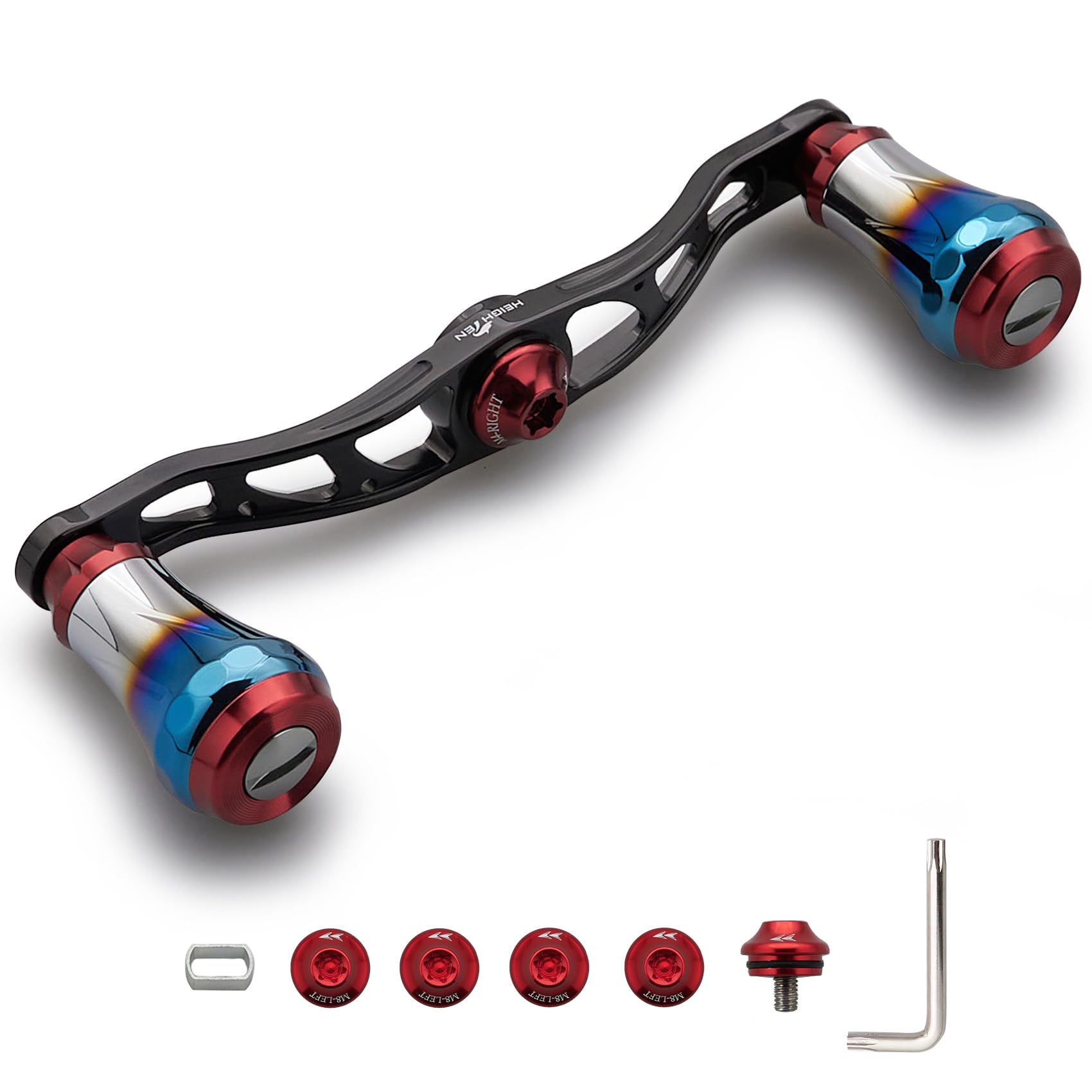 

HEIGHTEN Bait Reel Handle for Abu Aviation Aluminum Aurora Series Black Wine V2.0 90mm/105mm/115mm Shimano, Daiwa, Garcia, (V2.0-105mm - & Red) (0133)