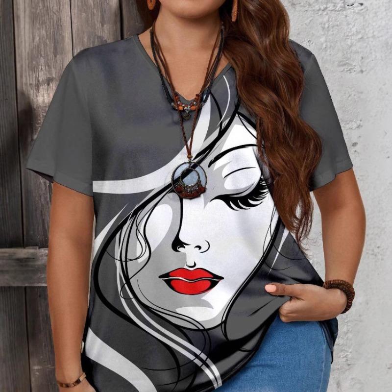 

Повседневная универсальная модная тенденция Повседневная красочная этническая футболка с круглым вырезом большого размера XXXL