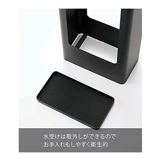 Yamazaki Jitsugyo Slim Usa Tate Black Approx. W22XD12XH50cm Tower with removable water tray Height 50cm Stable 4929
