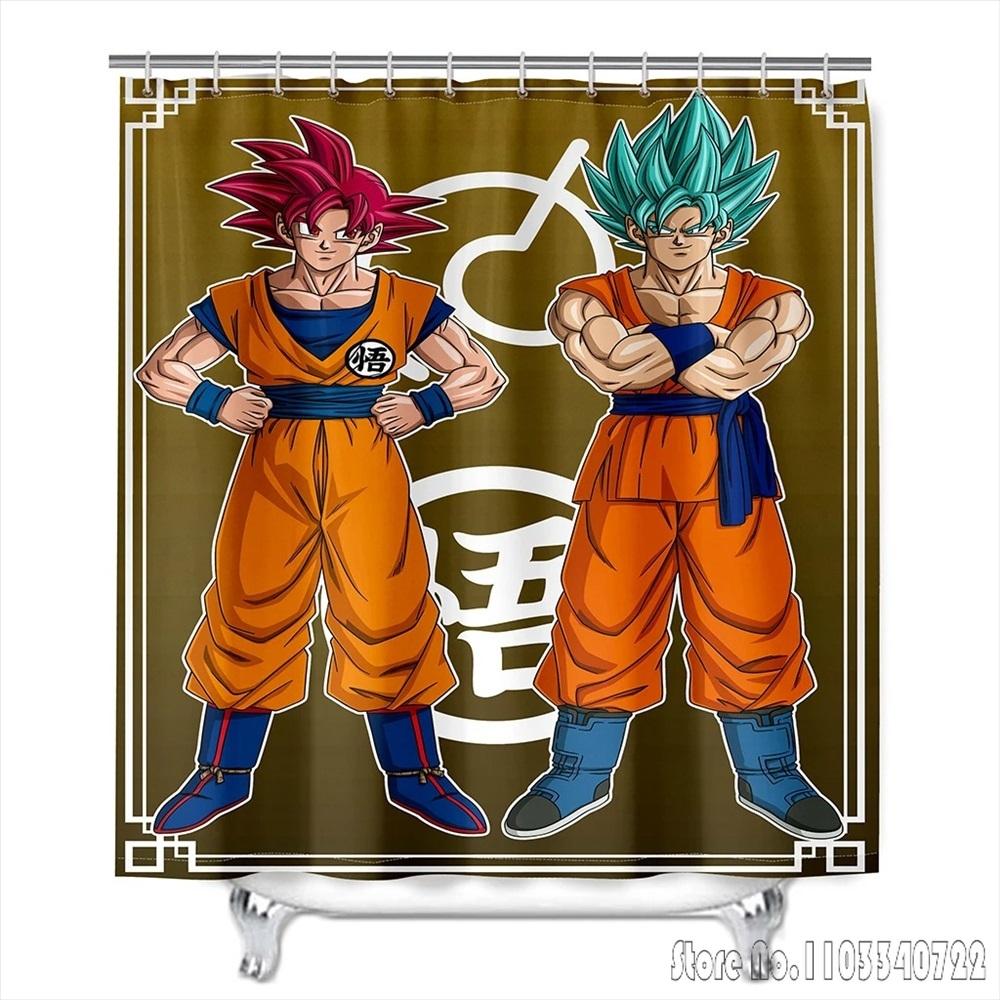 Anime Dragon Ball Burdock Broli Goku Vegeta Iv Bath Shower Curtain Waterproof 3D With Hooks For Kids Bathroom Bathtub Decoration