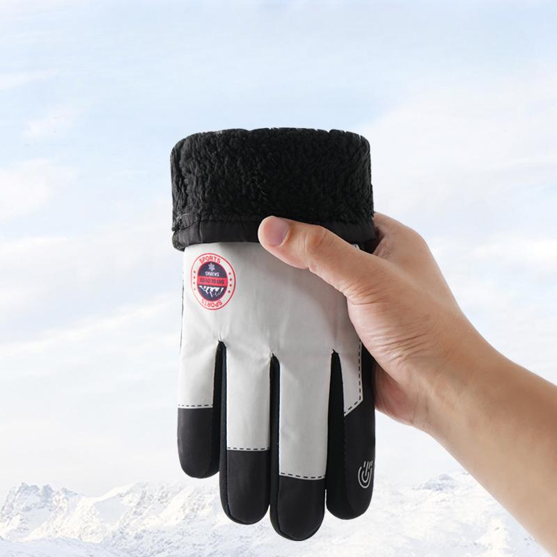 Outdoor Sports Protective Cycling Gloves Cold Proof Men and Women Same Style Plus Velvet Thickened Waterproof Thickened Waterproof Gloves