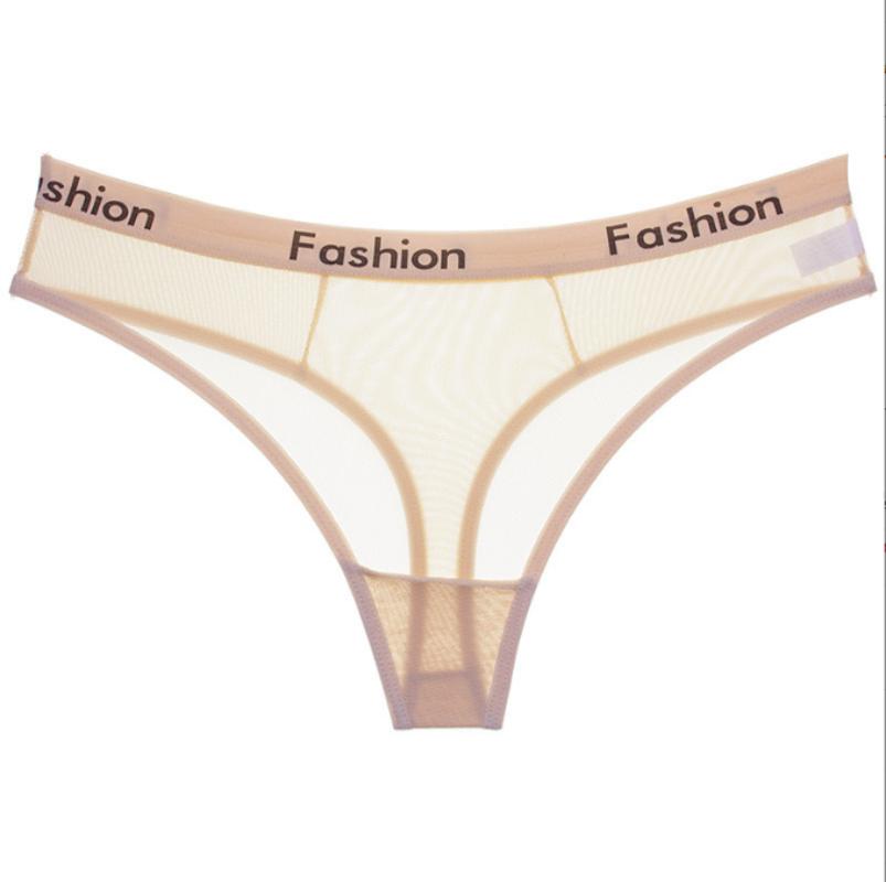

Милые сексуальные женские стринги из ледяного шелка, бесшовные сетчатые дышащие брюки, женские трусики, сексуальное однотонное бикини с низкой талией, нижнее белье one size