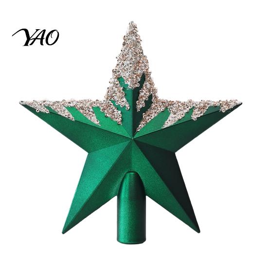 Classic Holiday Tree Star Glitter Sequins Topper, Shiny Sparkly Treetop Festive Decoration Accessories Ornament, Shatter-Proof Christmas for