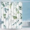 1 piece Nordic green leaf pattern shower curtain, polyester fabric, machine washable, suitable for bathroom decoration