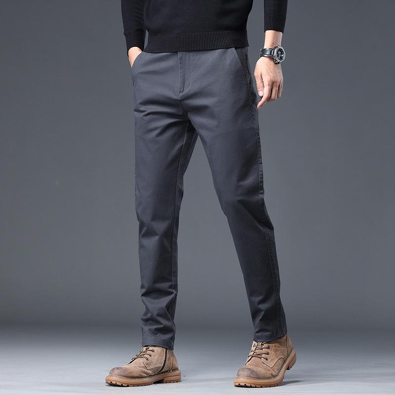 New Style Men's Casual Pants Business Formal Wear Straight Stretch Slim Men's Pants Pure Cotton Trousers Men's Commuting