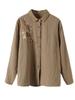 Johnature Women Vintage Embroidered Cotton Blended Shirt Turndown Collar Casual Long Sleeve Blouse Spring Loose Shirts