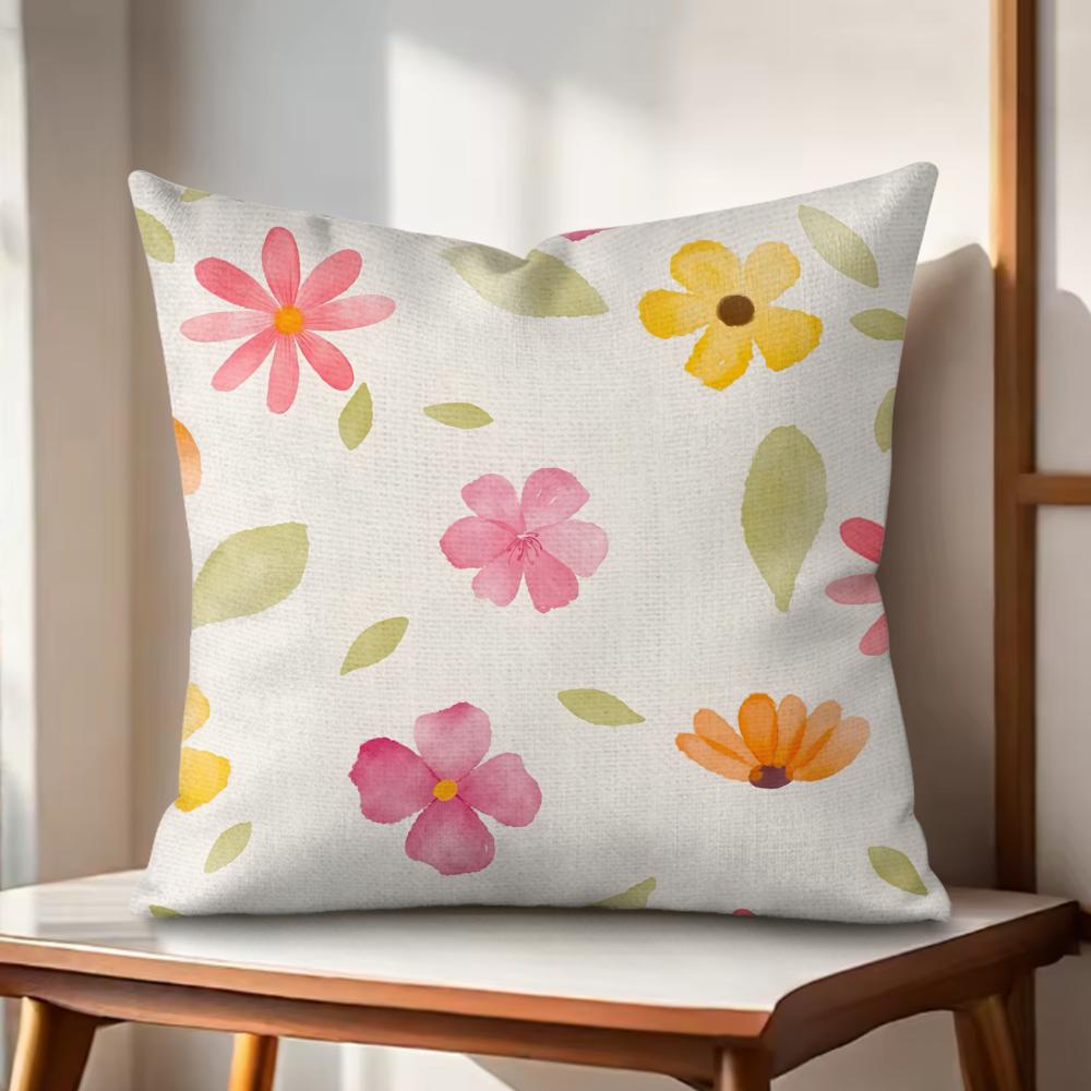 

Fresh floral print Cushion Cover Natural Linen Organic Fabric DoubleSided Printing Couch Pillow Covers Home Decor 30x30cm