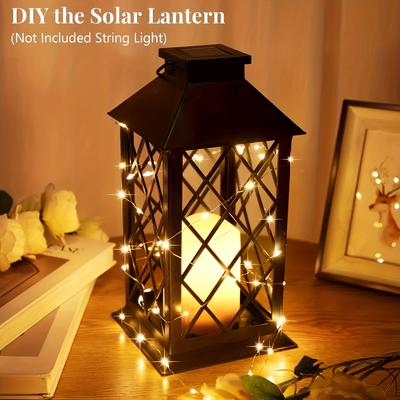 D5 Solarlaterne 1 Stück Flackernde Flammenlose Kerze Solar-LED-Licht Garten Hängende Dekoration für Hofparty Dekorationslampe