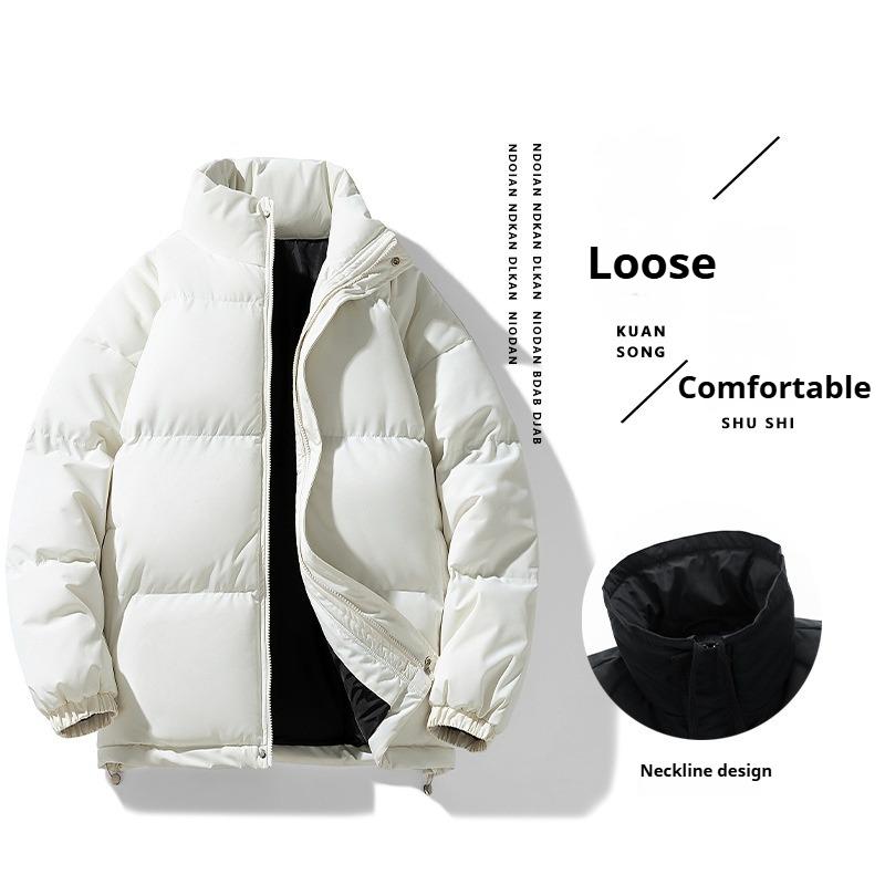 Men's Loose-fitting, Solid Color, Short-length, Warm Winter Coat