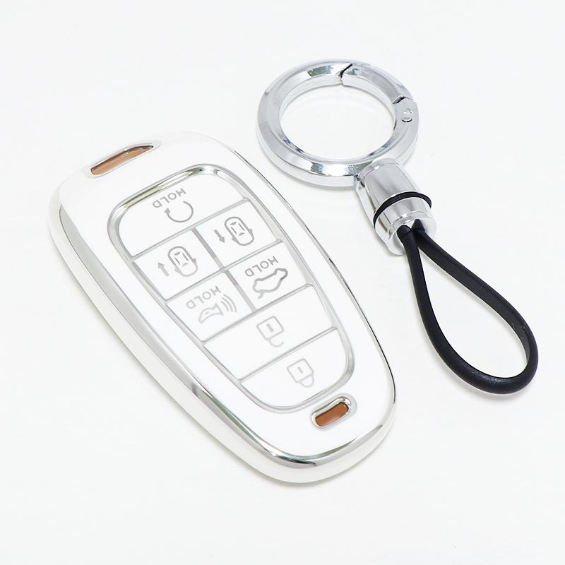 Mode TPU 7 Knoppen Afstandsbediening Sleutelhanger Hoes Accessoires Voor Hyundai Tucson Nx4 Staria Ioniq Sonata Nexo Dn8 Santa Fe Tm