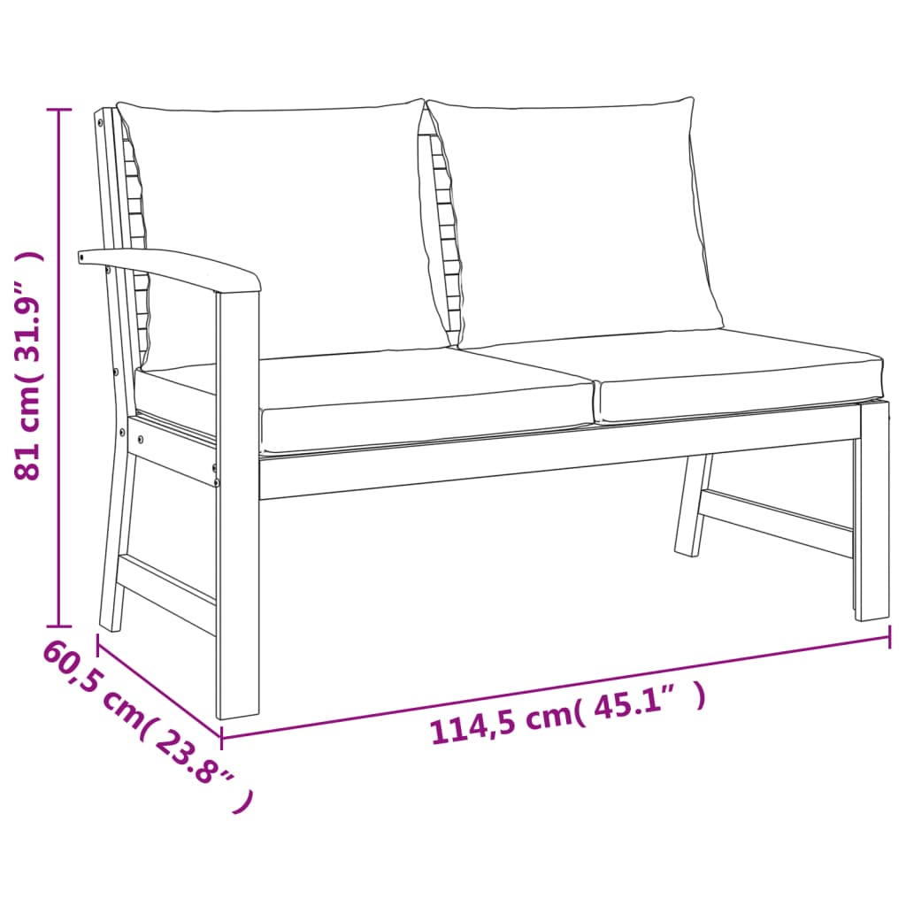 5 Piece Garden Dining Set with Cushions Solid Acacia Wood