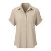 Women Loose Fit Short Sleeve Button Down Shirt Casual Collared Blouse Lightweight Relaxed Fit Top for Daily Wear Office