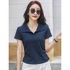 Turn-down Collar Short Sleeve T-shirt White Polo Shirt Women's Summer New Style Elegant Top Solid Color Casual T-shirt