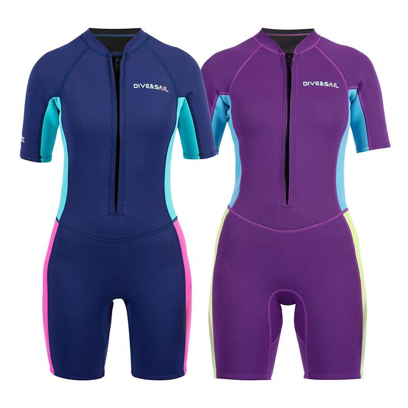 2.5MM Children's Diving Suit Female Middle School Senior One-piece Short-sleeved Swimsuit Thickened Cold-proof Surfing