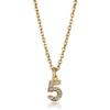 Cute Number 0 1 2 3 4 5 6 7 8 9 CZ Pendant Birthday Lucky Number Charm Necklace Rolo Chain Adjustable KN652