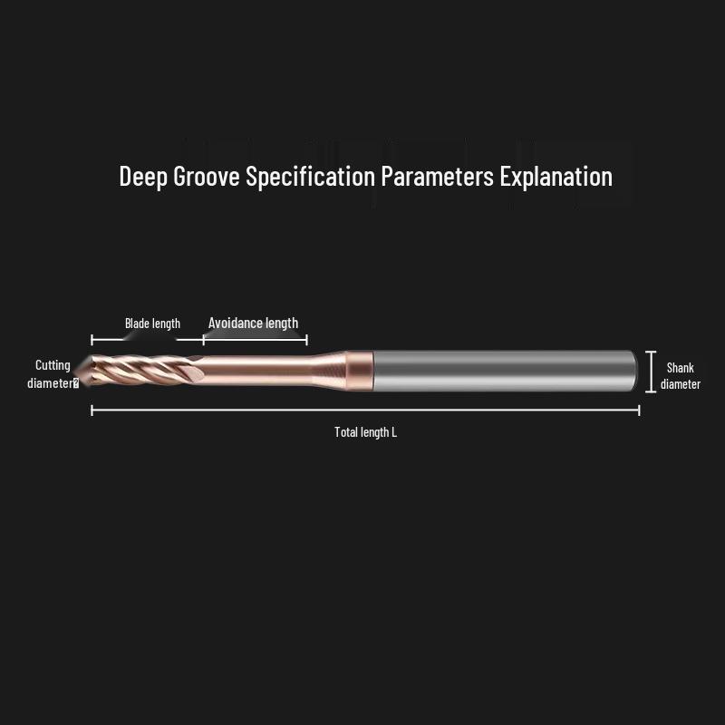 55° 4-Flute Carbide Coated Steel Flat-Bottom Deep-Groove CNC Milling Cutter with Blade Length and Clearance Combo
