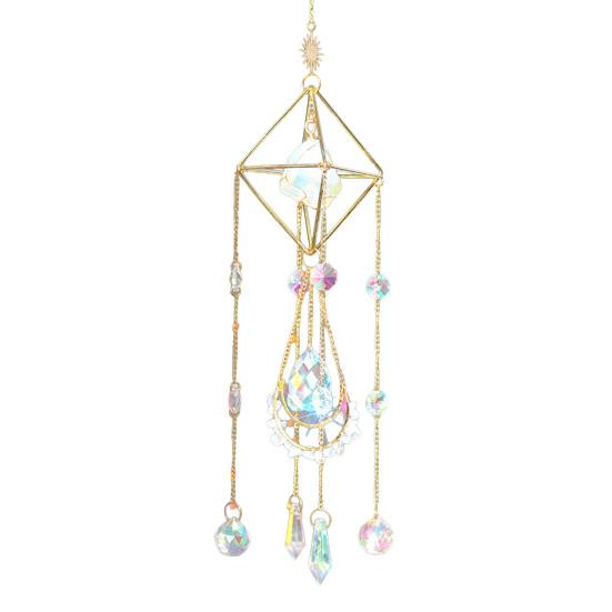 Faux Crystal Suncatcher for Window Natural Stone Rainbow Maker with Prism Pendant for Indoor Outdoor