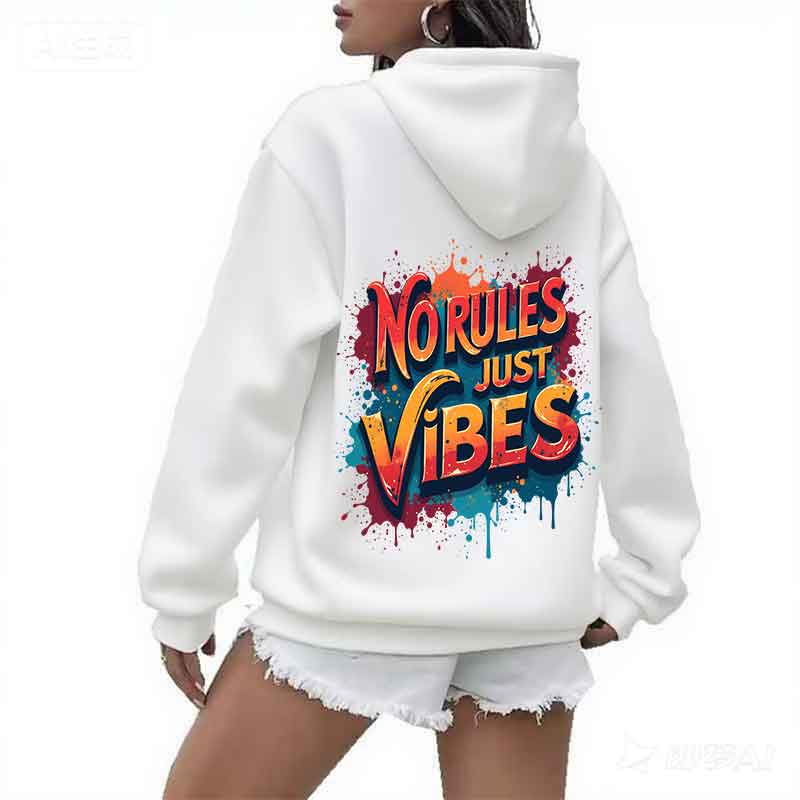 Colorful Letter Print Women'S Hoodie Spring Autumn Street Casual Fashion Shoulder Sleeves Top Versatile Trend Y2K Clothing
