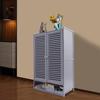 7-Tier Shoe Storage Cabinet with Louvre Doors, Grey 2-Door Shoe Rack Organizer, Holds Up to 22 lbs Per Shelf for Entryway,Closet