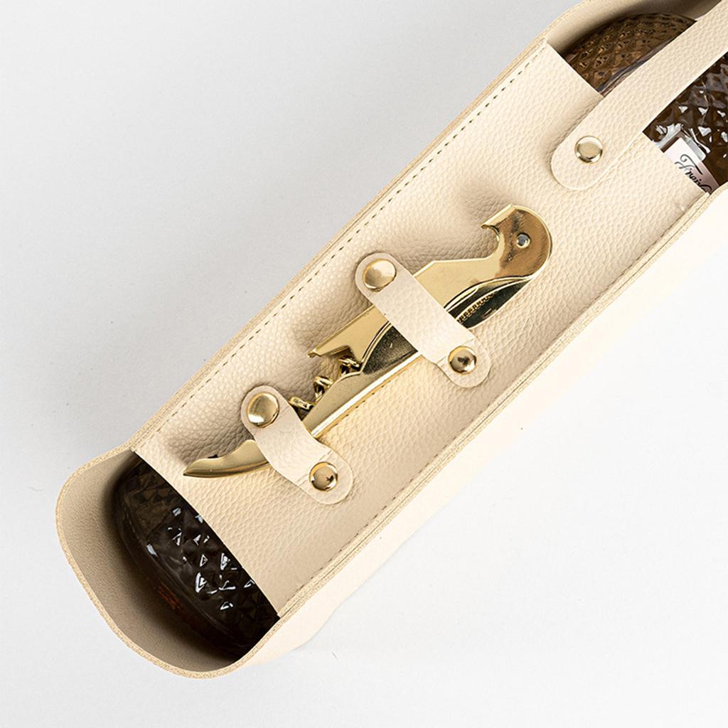 Wine Tote PU Leather Wine Holder Carrying Case Wine Carrier with Handle Liquor Bottle Carrier Carry-On Pouch Travel Wine Bag