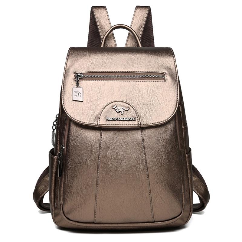 Women's 2023 Soft Lambskin Backpack – Versatile Double Shoulder Bag with Large Capacity, Stylish for College Students and Casual Use.