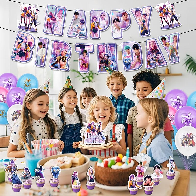 Demon Hunters Disposable Party Cutlery Set Tableware Banners Balloons Birthday Decoration Korean Kpop Anime Party Supplies