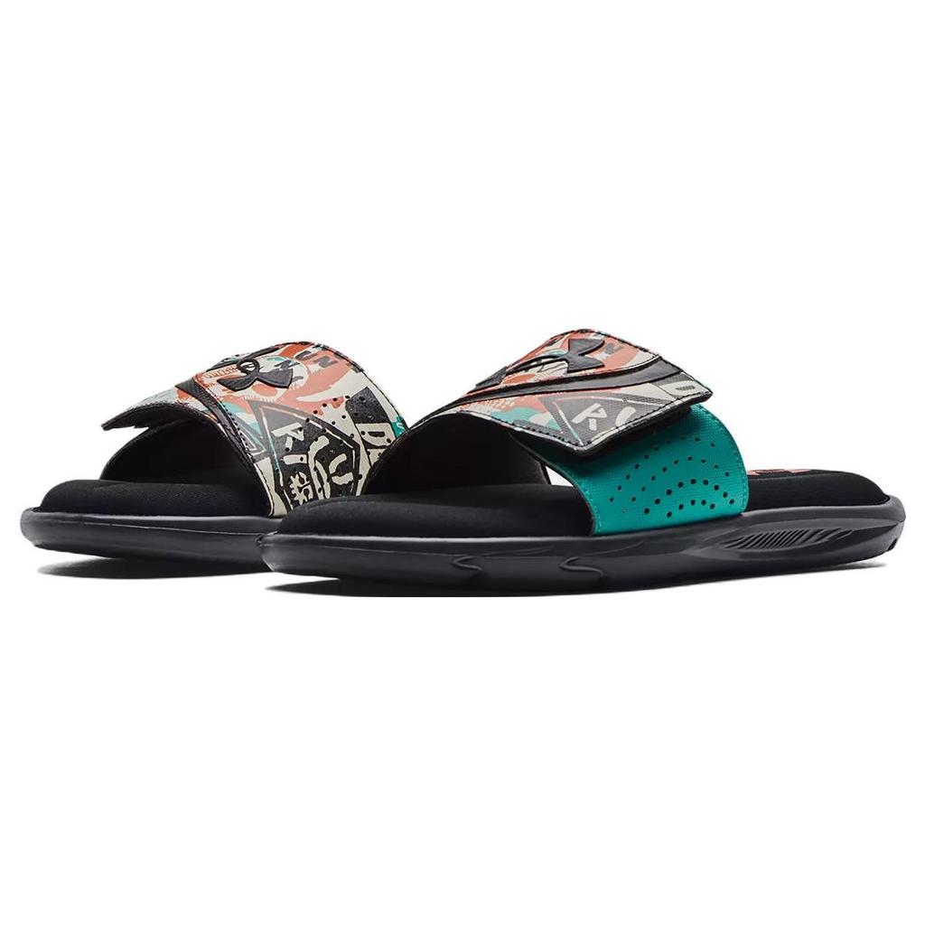 Under Armour Ignite Series VI Graphic Strap Comfortable Lightweight Rubber Sole Slide Sandals Men Sandals Black Dark-Red Green 3024450-108