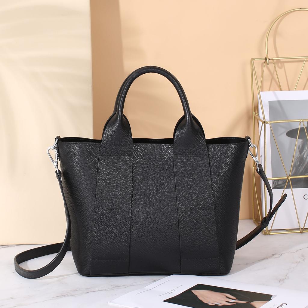 Cowhide Niche Popular Fashion Single Shoulder Crossbody Practical Version Soft Leather Vegetable Basket Commuter Shopping Bag