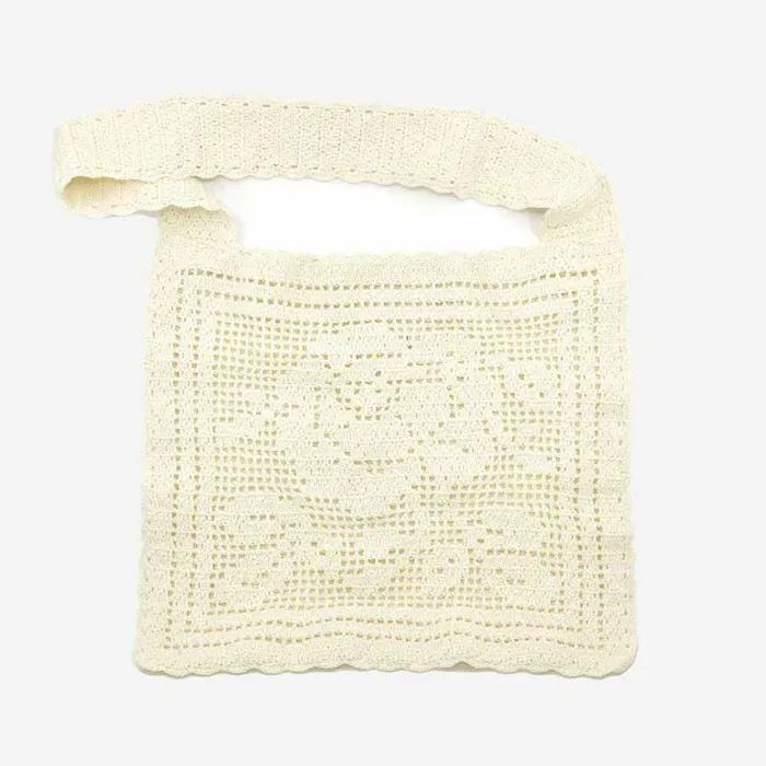 Flower Doily Big Shoulder Cross Bag _ Cream