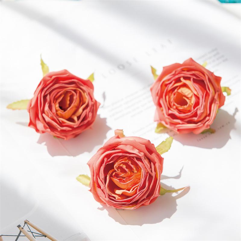 Große gerollte Kanten Rosenkopf Handgemacht DIY Künstliche Rosen Blumen Schößchen Hochzeitsblume Künstliche Requisiten Dekoration Kunstblumen
