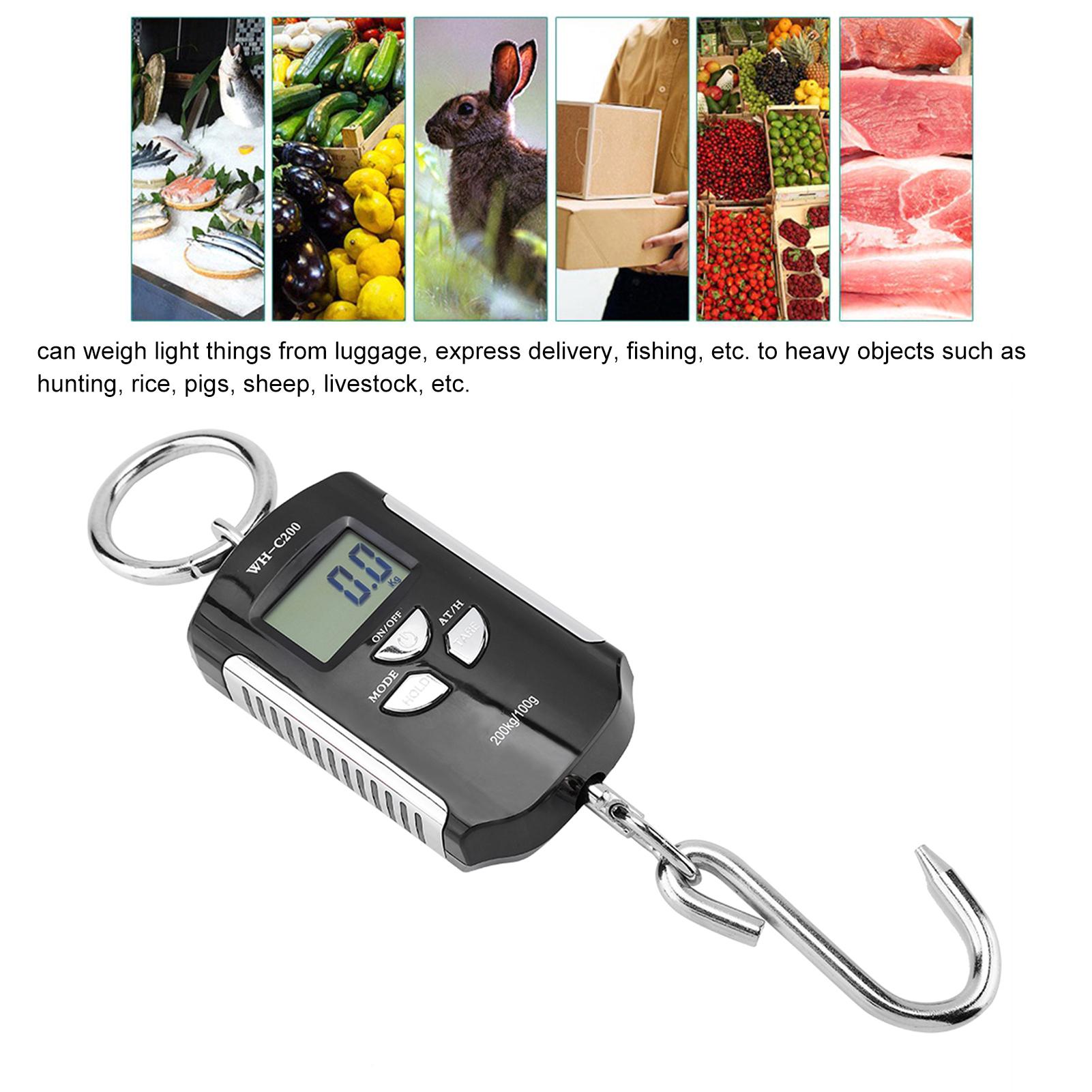 

Portable Electronic Hanging Scale Digital LCD Backlit Display KgCelsiuslbCelsiusJIN 200KG WCelsiusHook
