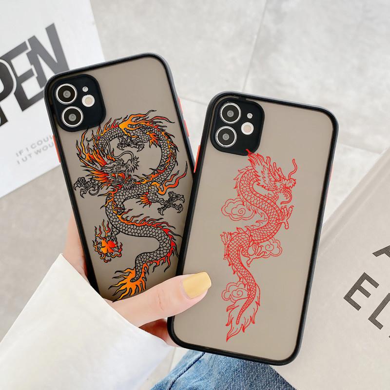 Custodia con Motivo Dio Drago Per iPhone 13 12 11 Pro Max XS Max XR X 12 Mini 7 8 Plus SE 2020 Nuova Cover Opaca Trasparente Bumper Antiurto
