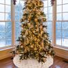 1pc Christmas Tree Skirt for Xmas Tree Holiday Party Decoration White Plush Gold Sequin Snowflake (Gold)